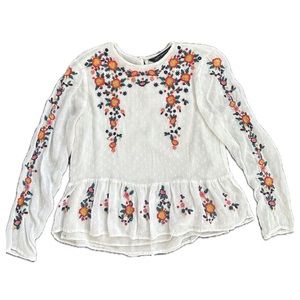 Zara Embroidered Pemplum Blouse